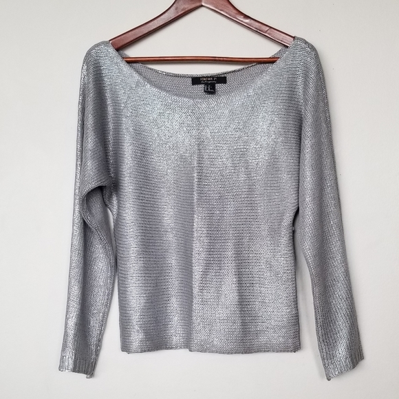 Grey and silver boat-neck sweater - Picture 1 of 6